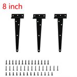 3x Heavy Duty T Strap Hinges Iron 8-12 Inch with Screws for Shed Barn Gate Fence