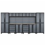 Excel 154" 14Pc Garage Storage System 4 Overhead Cabinet 2 Tall Cabinet Pegboard