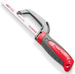 Aluminum Frame Mini Hacksaw with 250mm Flexible Bi-Metal HSS Blade PLOWFAR Red