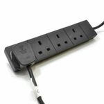 1m 4 Gang BLACK Extension Lead Way UK 13A Trailing Socket Mains Power
