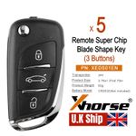 5x Xhorse Universal Super Remote Key DS Flip 3 Buttons XEDS01EN for VVDI2 TOOL