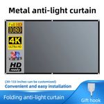 Projector Screen Metal Grey Anti-Light 60-130 Inch 30° Viewing Angle 16:9 Portab