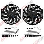 2x 12" 12V 90W Universal Electric Radiator Cooling Fan Push/Pull + Mounting Kits
