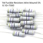 Fusible Resistors Wire Wound 5% 0.1Ω~750Ω available arbon Film Resistor Pack 1W