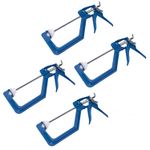 4 PACK ONE HANDED 150MM (6") RATCHET CLAMP QUICK RELEASE NON MARKING COVERS