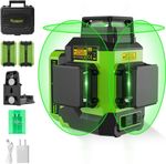 Huepar 3x360 Laser Level  Self Leveling Green with 2 Rechargeable Li-ion Battery