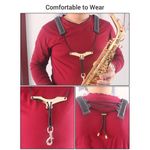 _Adjustable Saxophone Shoulder Strap Sax Leather Strap For Alto/Tenor/Soprano