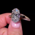 3.90 TCW Oval Moissanite Solitaire Engagement Wedding Ring 14K White Gold Plated