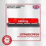 Network Patch Panel 24 Port, 19 inch 1U Cat6 UTP  IDC