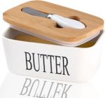 Ceramic French Butter Dish With Lid Knife Holder Container Insulated Storage Box