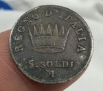 1814 | Napoleon | Scarce Silver Coin | 5 Soldi | M | Nice Toning