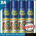 4 x FLEA KILLER SPRAY 200ML AEROSOL ANIMAL DOG CAT PET BED FOR HOME FLEA CARE