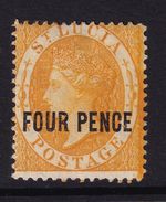 St Lucia 1882 QV 4d yellow  SG 27. Sc 2 - mounted mint