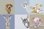 6 x Paper Napkins/33cm/3Ply/Decoupage/Cow/Pig/Cat/Hare/Assorted Animal Mix
