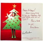 Pee Wee Herman 2004 Christmas Card SIGNED by Paul Reubens Happy Holidays Tree