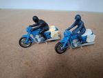 Majorette Vintage Police Motorbike X 2 Approx 1/34. Possible 1/32 Scenery Lot 2