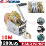Manual Hand Winch 1200lb +Wire Strap 10m &Hook Trailer Caravan Boat Winch Marine