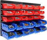 30pcs Plastic Bins Wall Mounted Storage Tools Garage  Small Parts Organizer Rack