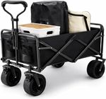 100KG Heavy Duty Collapsible Wagon Cart with Wheels, Foldable Beach Trolley, Por