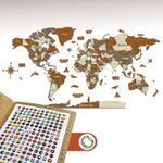 3D Wooden World Map, Multilayered Travel Map with States and Capitals, Wall Map