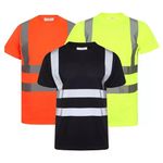 Hi Viz Visibility T Shirt Safety Work High Vis Two Tone Short Sleeve Crew Neck