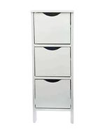 3 Drawer White Storage Cupboard Wooden Bathroom Unit Filing Cabinet Organiser