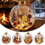 Christmas Snow Globe Santa Snowman Reindeer Crystal Ball Gold Powder Decor Uk