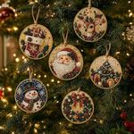6Pcs 5D DIY Christmas Diamond Art Wooden Hanging Ornament Kit for Christmas Tree