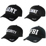 Black Baseball Cap - Army, SWAT, Security, FBI - One Size - 100% Cotton