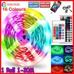 1~20M LED Strip Lights 5050 RGB Colour Changing Tape Cabinet Kitchen TV Lighting