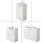 Bathroom Cabinet Vanity Unit Sink Basin Storage White Ceramic Bundle Furniture