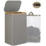 Slim Laundry Basket with Lid, Tall Narrow Washing Basket for Laundry Folding