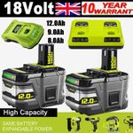 2X~1X Battery For Ryobi 18V One+ Plus 12AH~8AH P108 Lithium RB18L50 RB18L40 P105