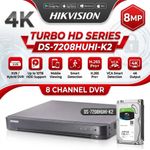 Hikvision 8 Channel 4K Turbo HD DVR CCTV Recorder Hybrid XVR H.265 Pro+ System