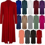 WOMANS MAXI LONG LENGTH BOYFRIEND CARDIGAN COLLARED TOP LONG FULL SLEEVE FLOATY
