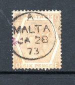 (805)     Malta QV 1859-84 GB used in Malta  6d. Buff (plate 11) SGZ61 CDS Used
