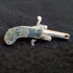 Vintage Chadwick Pistol Tie Clip Pinfire Rabbit Moving Hammer Western 1.75"