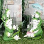 Novelty Rain Gauge Frogs Rainfall Measure Fun Weather Resin Garden Ornament