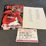 Middlesbrough v Newcastle 1996 league cup ticket / team sheet / programme 