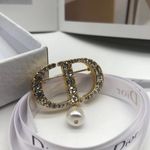 New Women's Fashionable Classic 3D Letter Rhinestone Pearl Brooch Gift