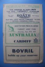 Cardiff v Australia 1947 Rugby Union programme