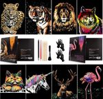 Scratch Art for Kids & Adults, Rainbow Engraving Painting Landscape Animal Serie