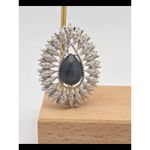 Vintage Sarah Coventry Silver Tone Faux Hematite Teardrop Brooch