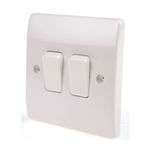 MK K4872 WHI Logic Plus 10a 2 Gang 2 Way Double Twin Plateswitch Light Switch