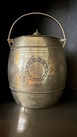Antique English Gilt Silverplate Biscuit or Ice Barrel