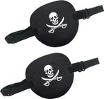 Pirate Eye Patch Adjustable Strap Adult Medical Eye Cover Black Cosplay 2PCS