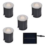 Litecraft Harold Recessed Outdoor Solar Power Deck Light in Satin Chrome- 4 Pack