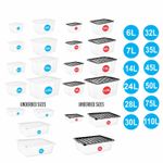 Clear Plastic Storage Boxes With Black Lids Home Office Stackable Containers UK