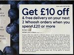 code to reclaim  £10 off whoosh Voucher