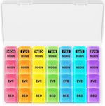 Opret Weekly Pill Organiser, Pill Box 7 Day 4 Times a Day with case, Portable 